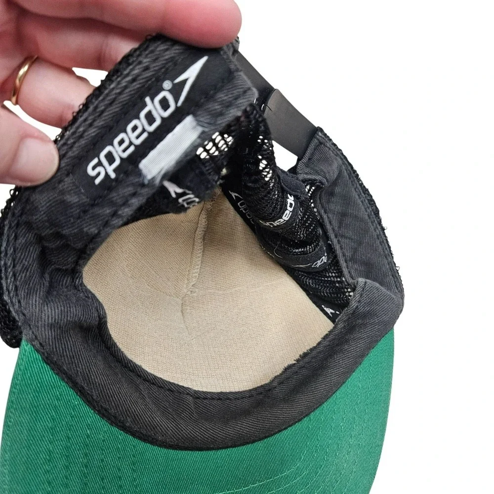 VINTAGE Speedo Unisex Mesh Trucker Snapback Hat‎ Bright Graphic Green Y2K Skulls